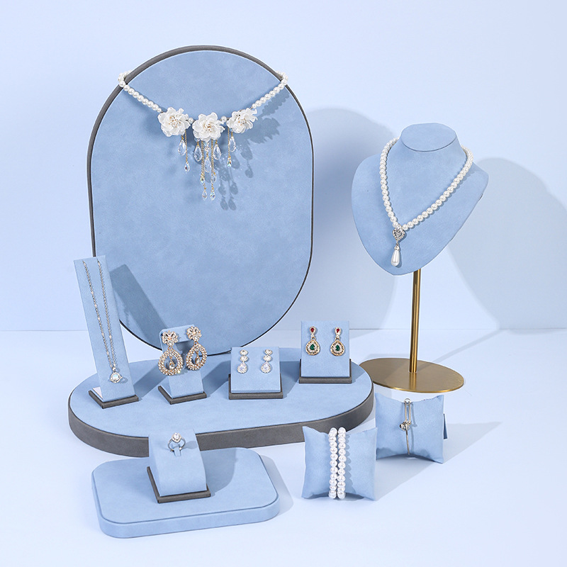 Photography Lighting For Jewelry - Set Display Perhiasan Mikrofiber Biru Muda,