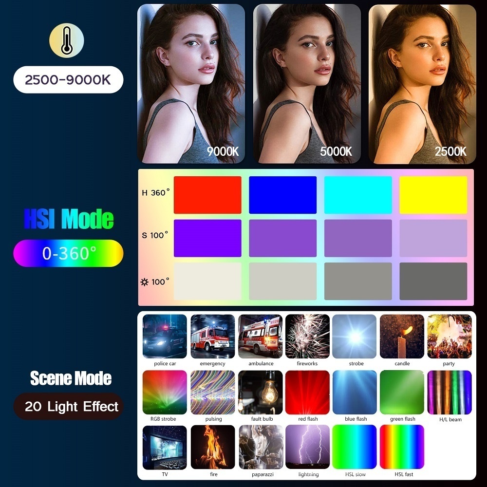Lampu stik RGB 50CM, lampu tab - Photography Lighting Types ulasan dan harga