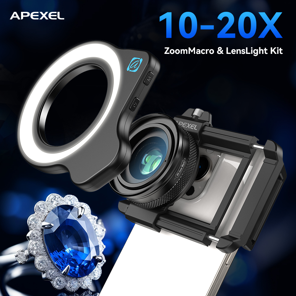 APEXEL 10-20X Kit Lensa Ponsel - Photography Lighting For Jewelry ulasan dan harga